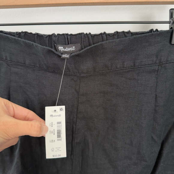 Madewell Large NEW Clean Pull-On Shorts Linen Black Classic Vacation Resort - Picture 3 of 7